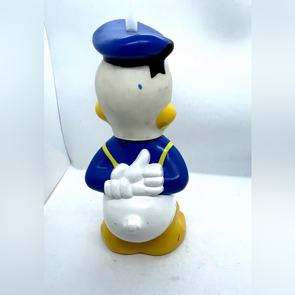 Vintage Walt Disney 12" Donald Duck Hard Plastic Water Bottle w/straw - Picture 3 of 10